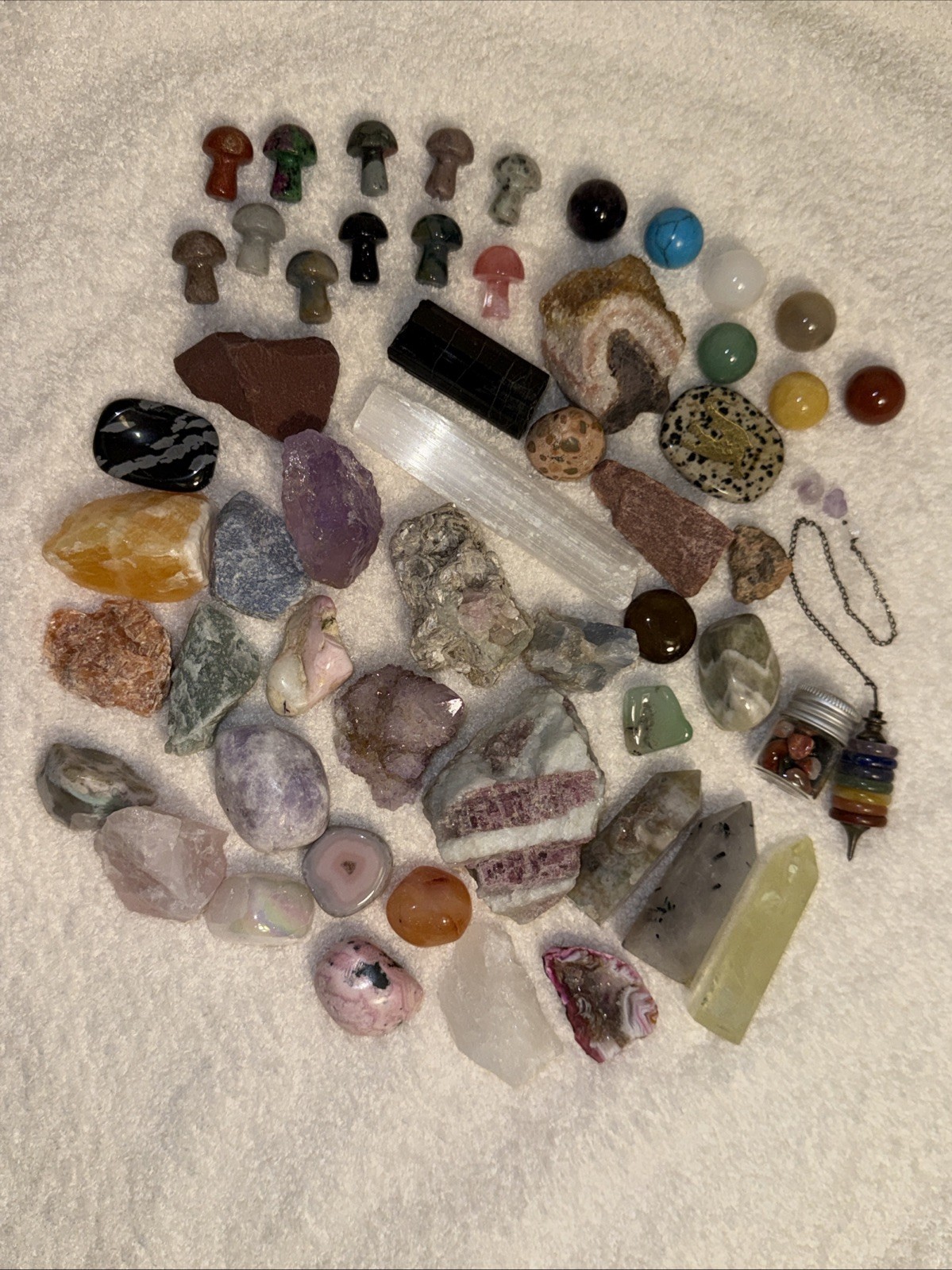 50+ Crystal Lot- Agate Geode, Aura Quartz, Pink Tourmaline, Pink Opal & More!