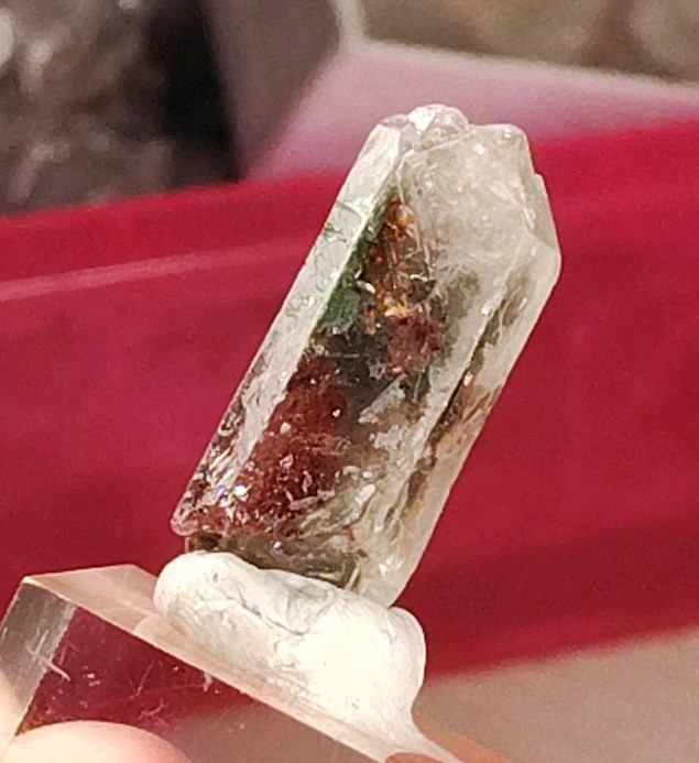 Tabular Quartz Crystal Red Phantom Hematite & Epidote Meigu China 26mm