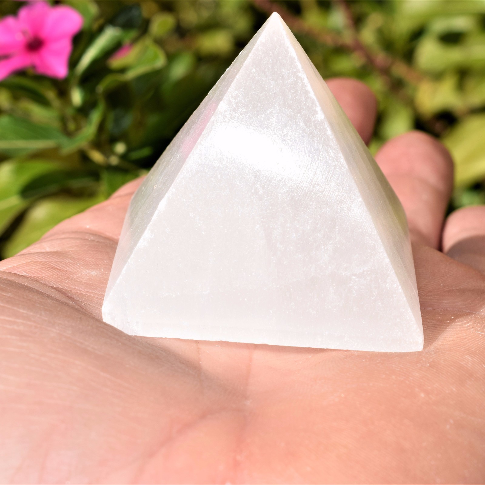 2″ (50mm) Moroccan Selenite Pyramid Hand-carved Hand-Polished POWERFUL ENERGY