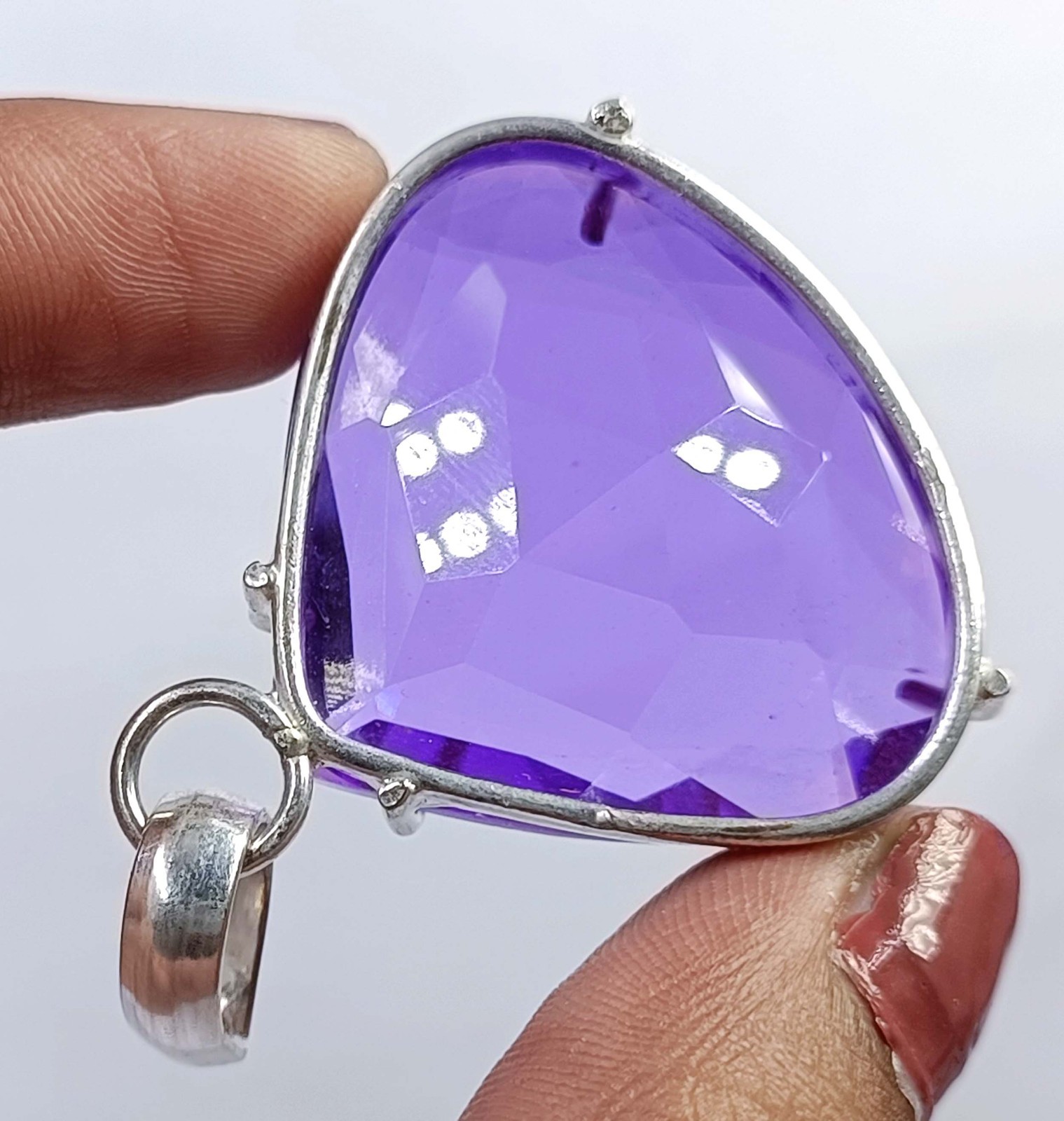75 Ct Natural Purple Sapphire Pendant Pear Shape 925 Silver IGL Loose Gems 6JHL