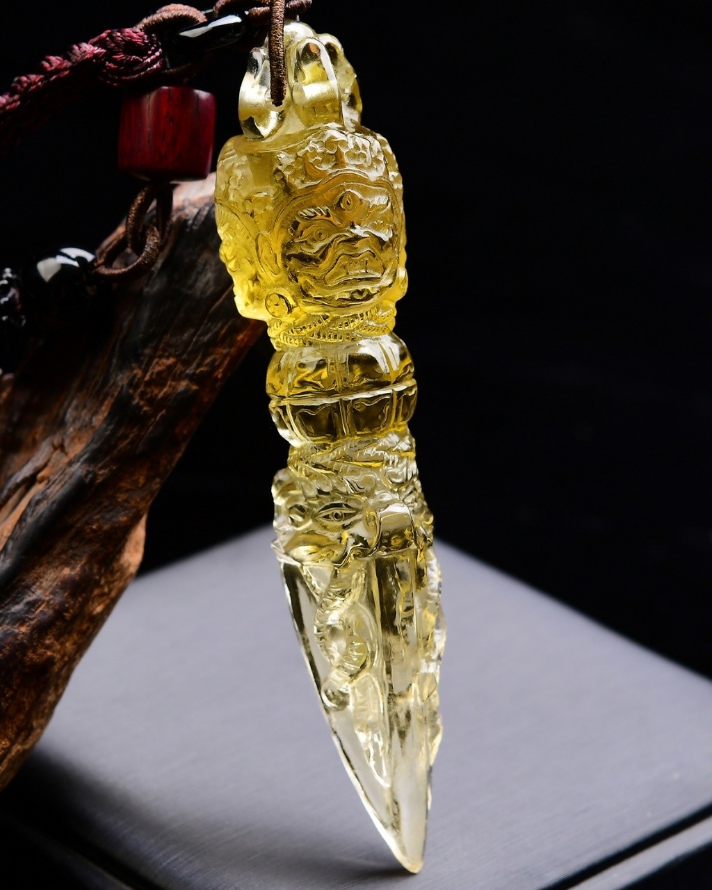 Top Natural Citrine Quartz Crystal 4.1″ Carved Pendant Skull Healing Repair Gem
