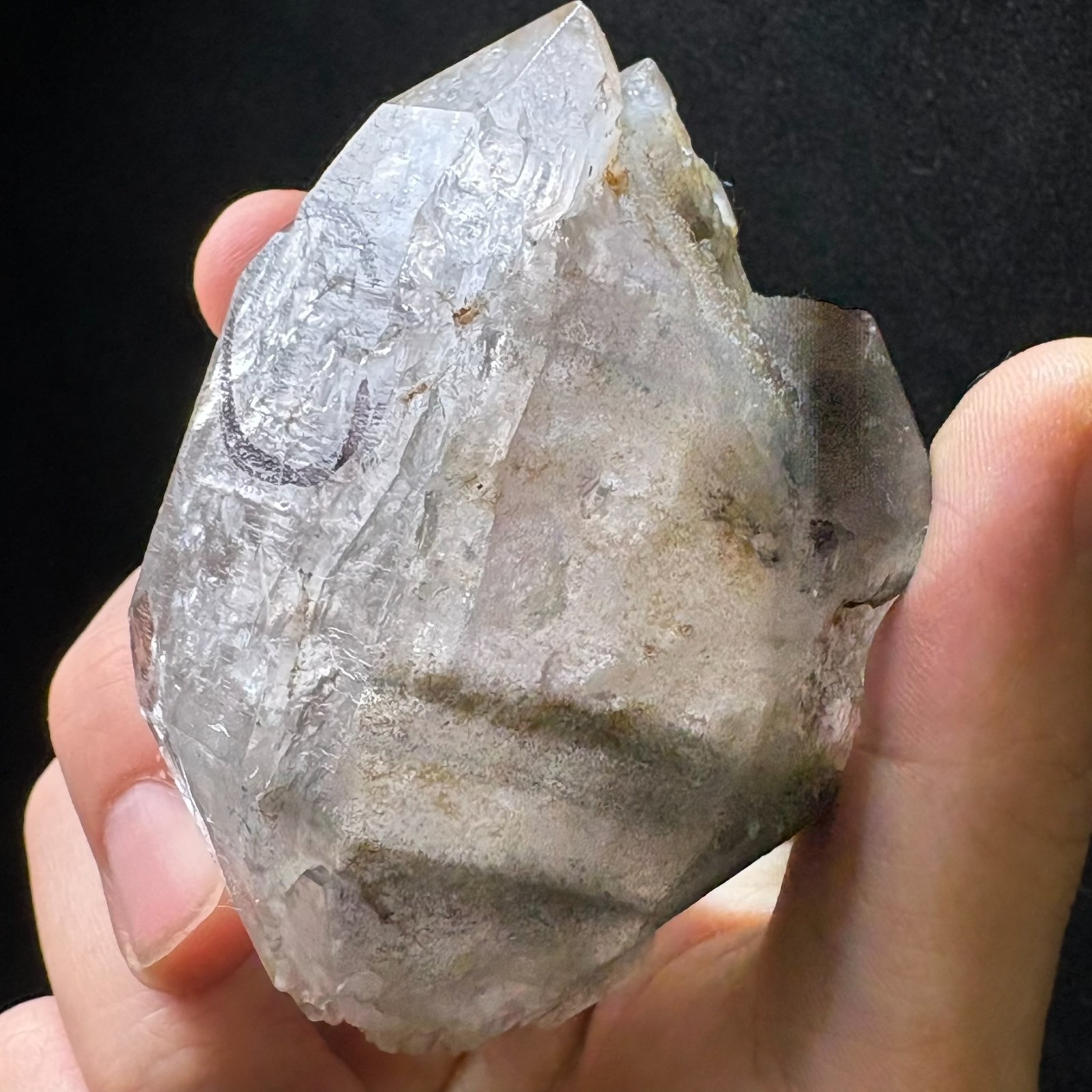 Natural Large Herkimer Quartz w/ Movinging Inclusion Raw Mineral Rare Specimen
