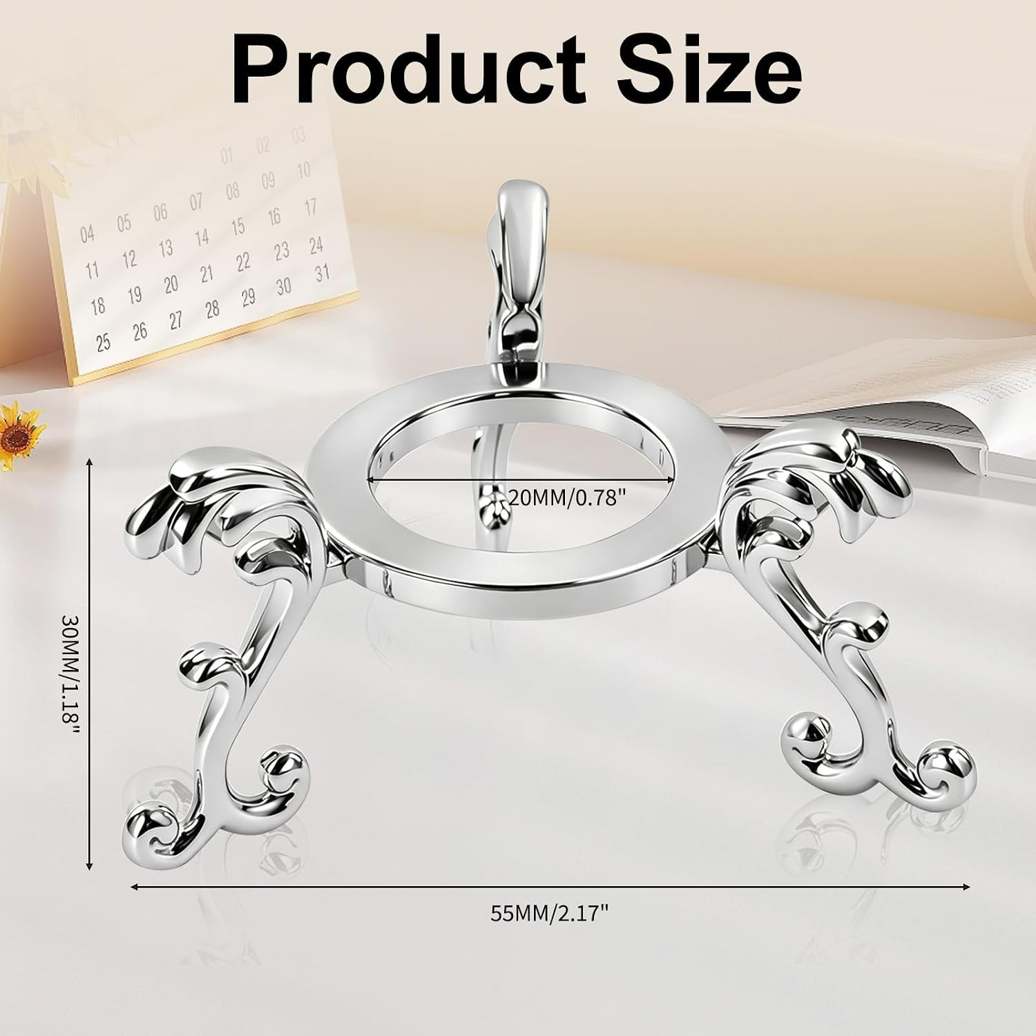 10-Pack Silvery Crystal Ball Stands, 40-80Mm | Sphere Display Holder; for 40-80M