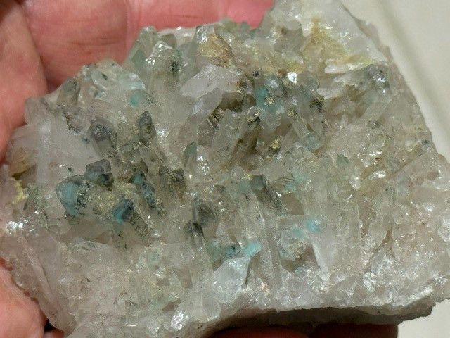 SEE VIDEO: RARE AJOITE INCLUDED QUARTZ CLUSTER, MESSINA MINE ,SOUTH AFRICA