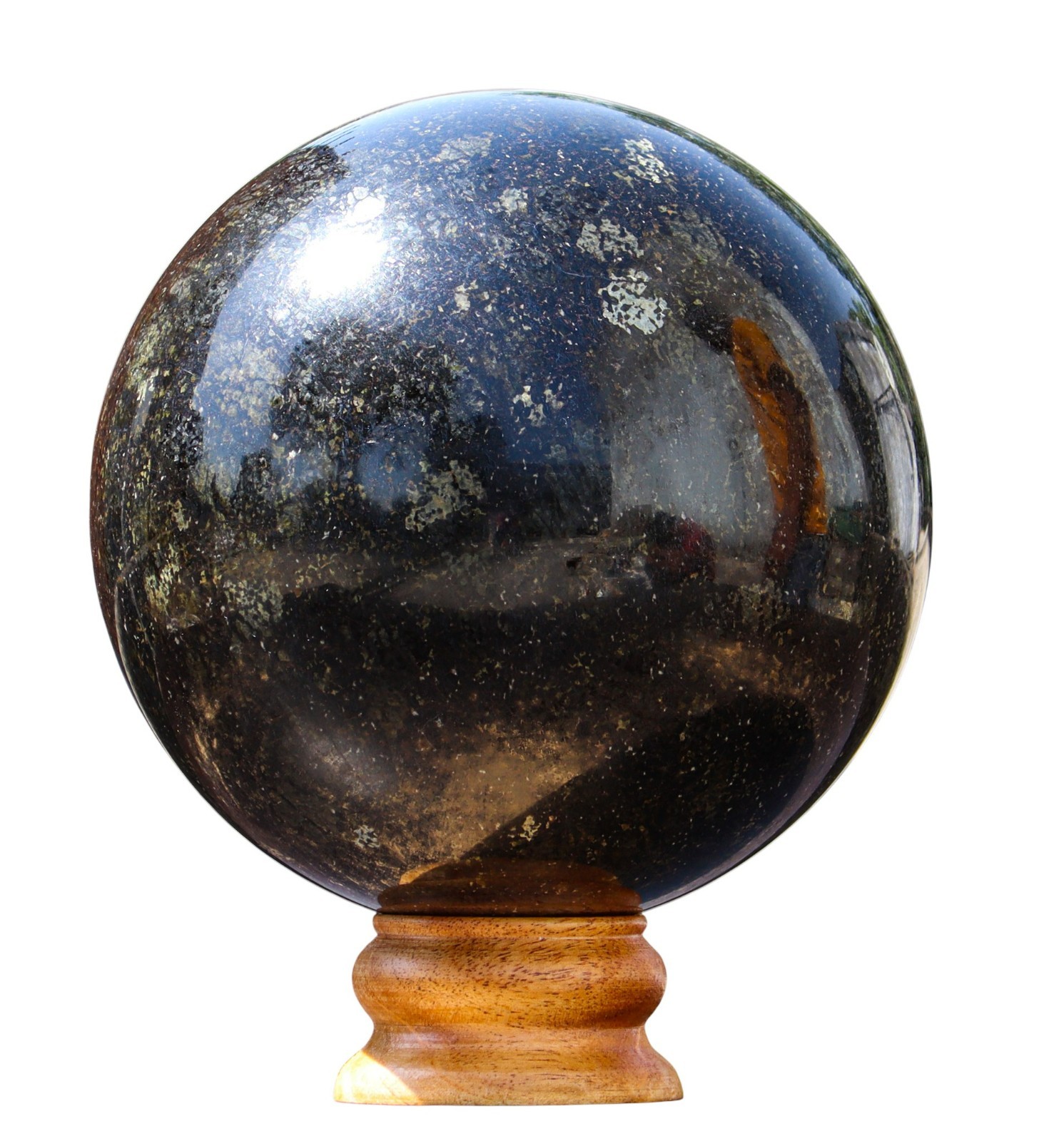 Natural Black NUUMMITE Crystal Home Decor Handmade Gift Polished Sphere 145mm