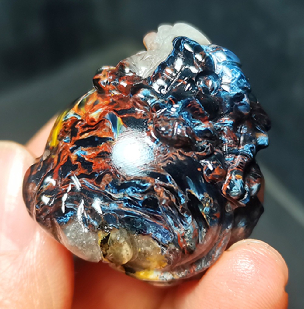 34.3g Natural Namibia ” Pietersite” Gemstone Hand-carved Dragon Tortoise WYY3865