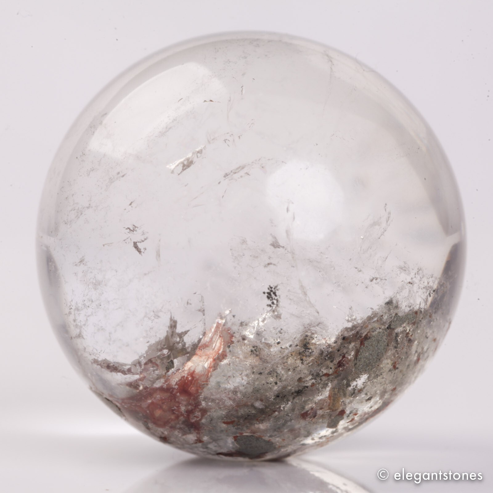 68g36mm Natural Garden/Phantom/Ghost/Lodolite Quartz Crystal Sphere Healing Ball