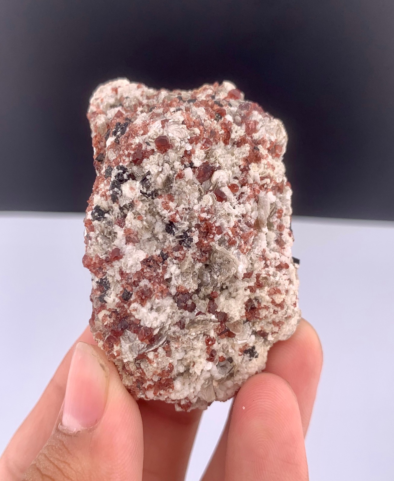 Red Spessertine Garnet Crystals Cluster On Matrix From Paksitan – 81 Grams