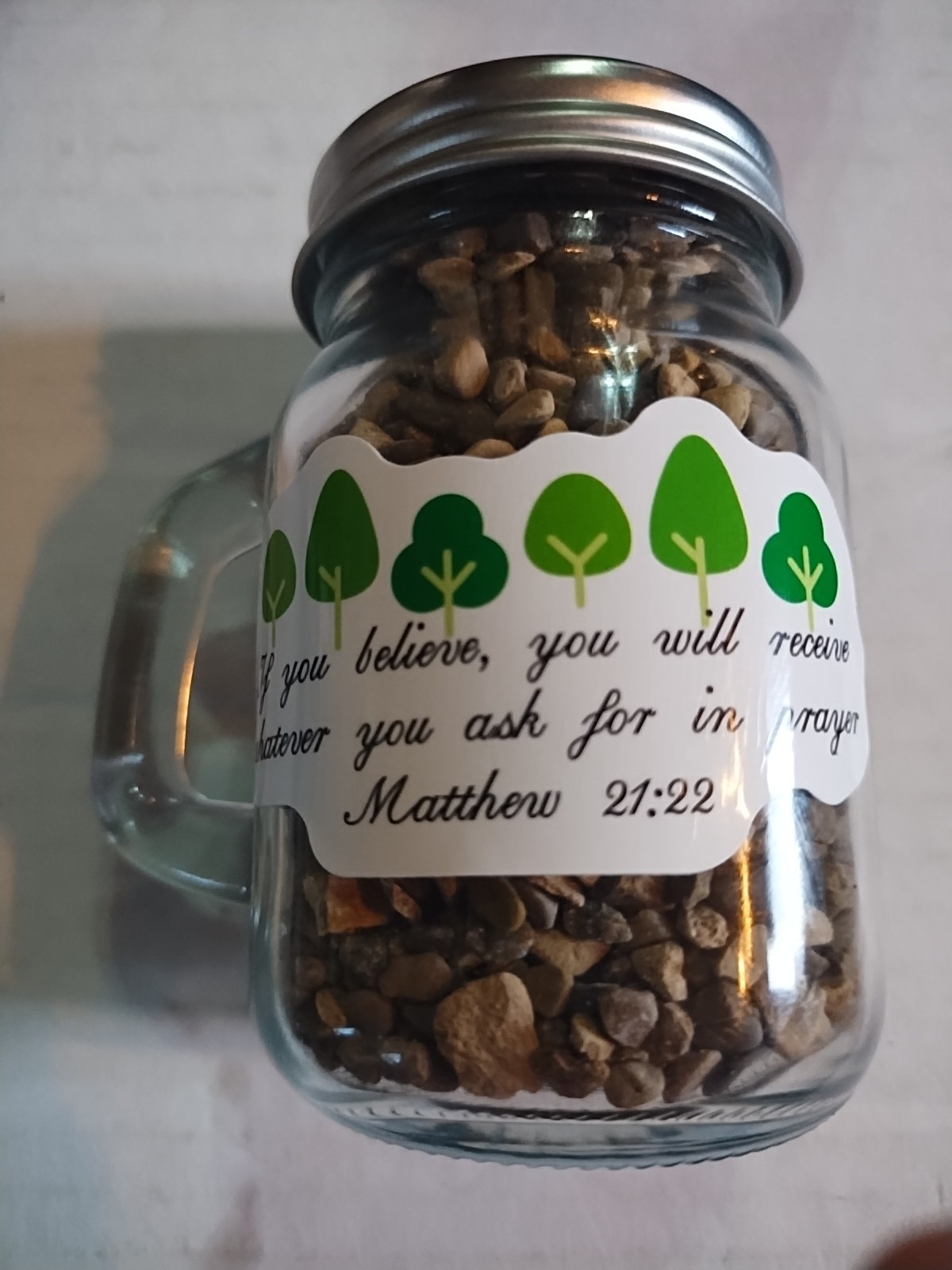 Gemstone Glass Prayer Jar Handle 12 Types Stones Natural Unpolished Micro 6oz
