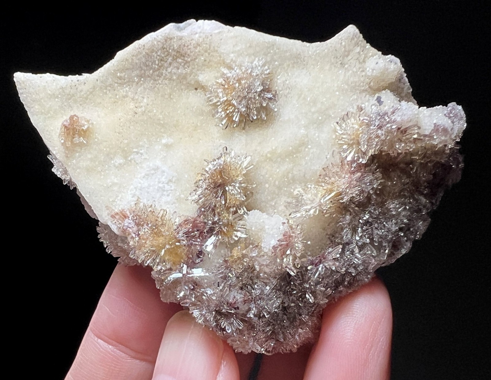62mm 34g PHOSPHORESCENT & FLUORESCENT Creedite flower on matrix, Natural Mineral