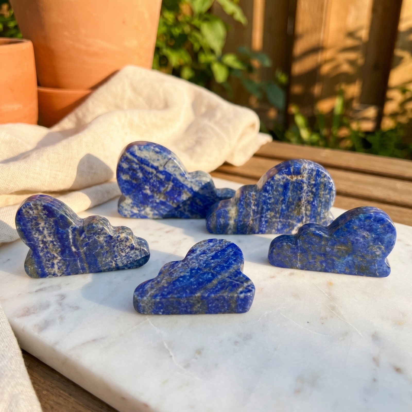 Lapis Lazuli Cloud Shape Carving (Mixed Sizes) Wholesale Gemstone Decor Supply