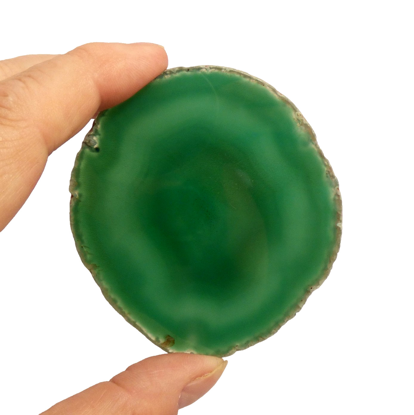 Banded Green Agate Geode Slice 7cm x 6.5cm Polished Brazil