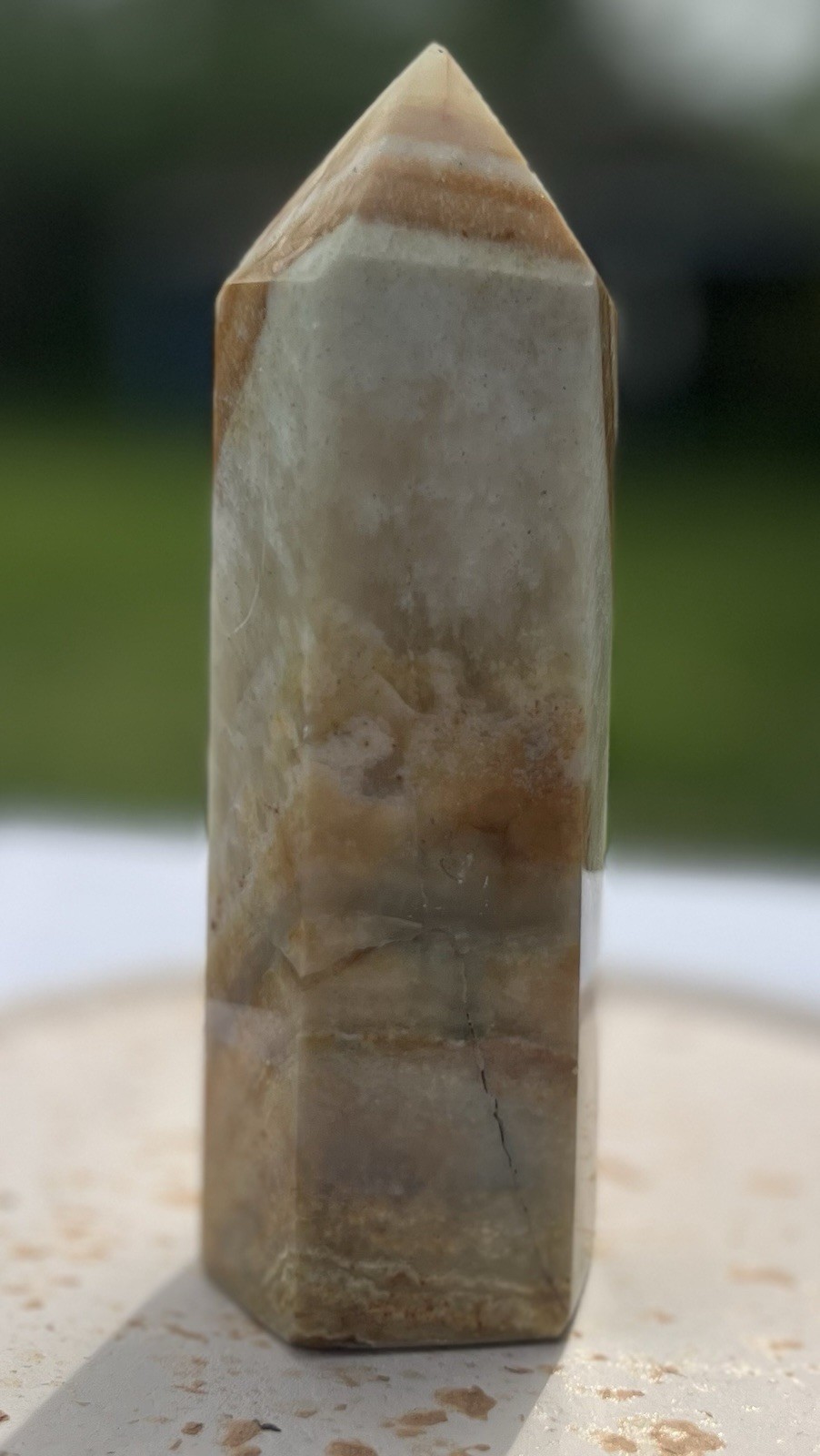 6 in. Orange Banded Calcite Tower