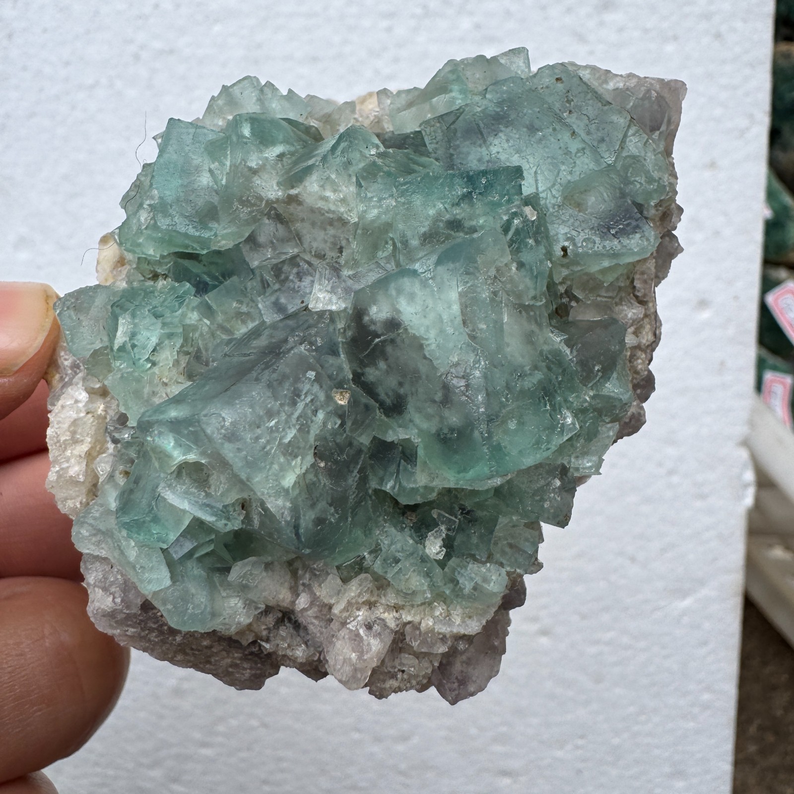 205g Natural Green cube FLUORITE Quartz Crystal Cluster Mineral Specimen