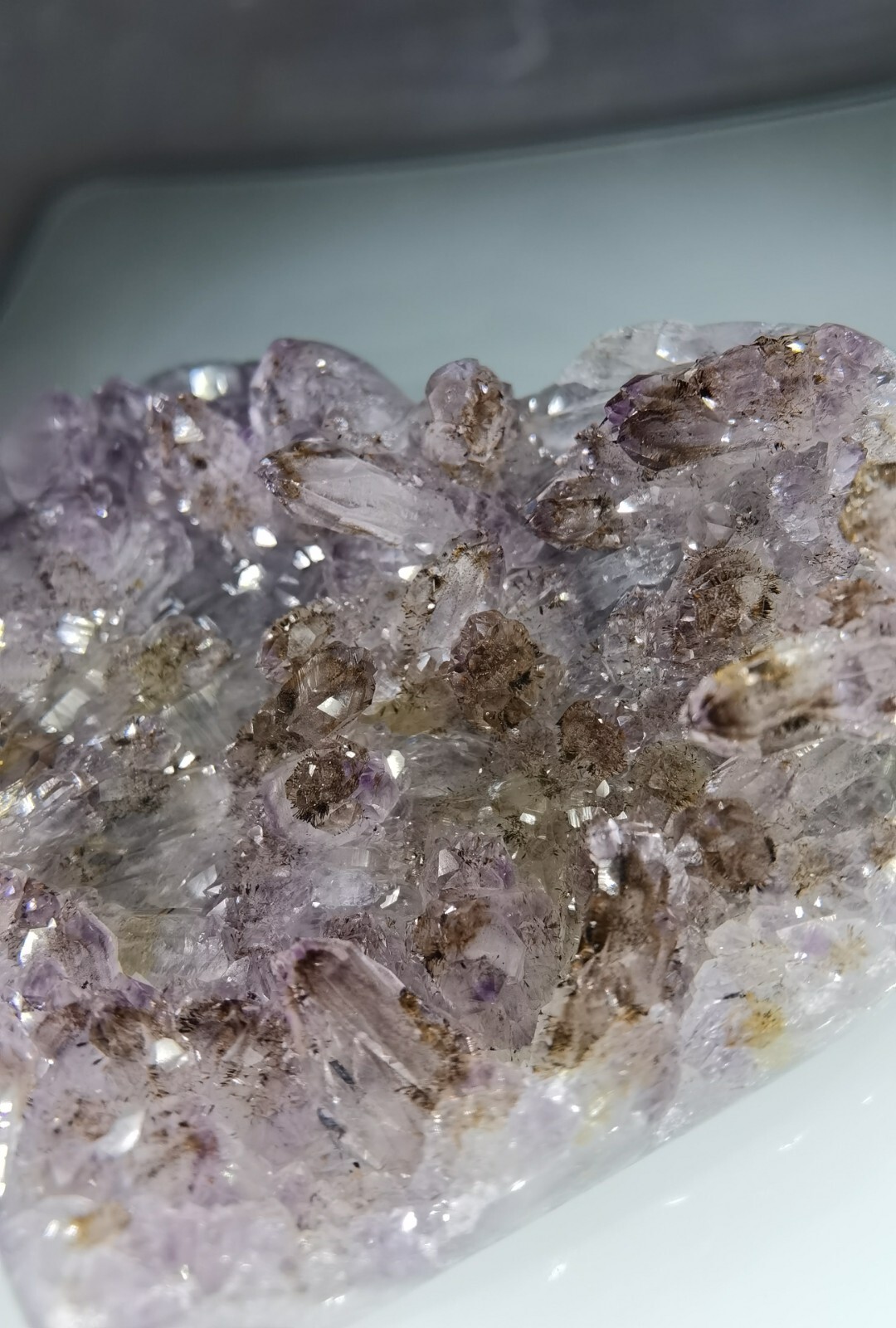 303g Natural Brazil Galaxy Amethyst colorful flicker Crystal 11 x 9×3cm