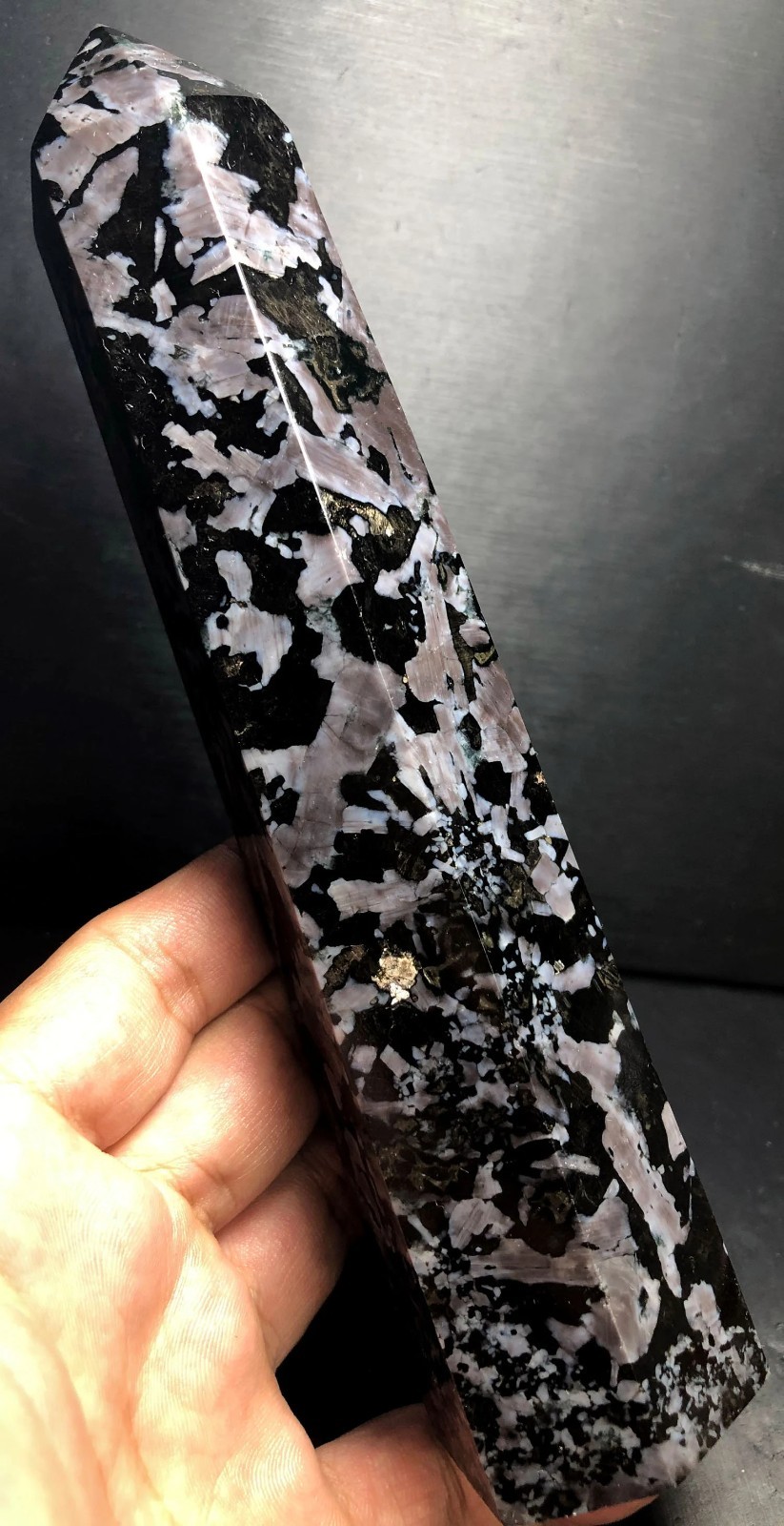 547g 190mm Indigo Gabbro Terminated Generator Mystic Merlinite Crystal Point