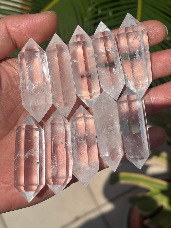 10pcs Natural 50mm Clear Quartz Crystal DT Point Double Terminated Wand