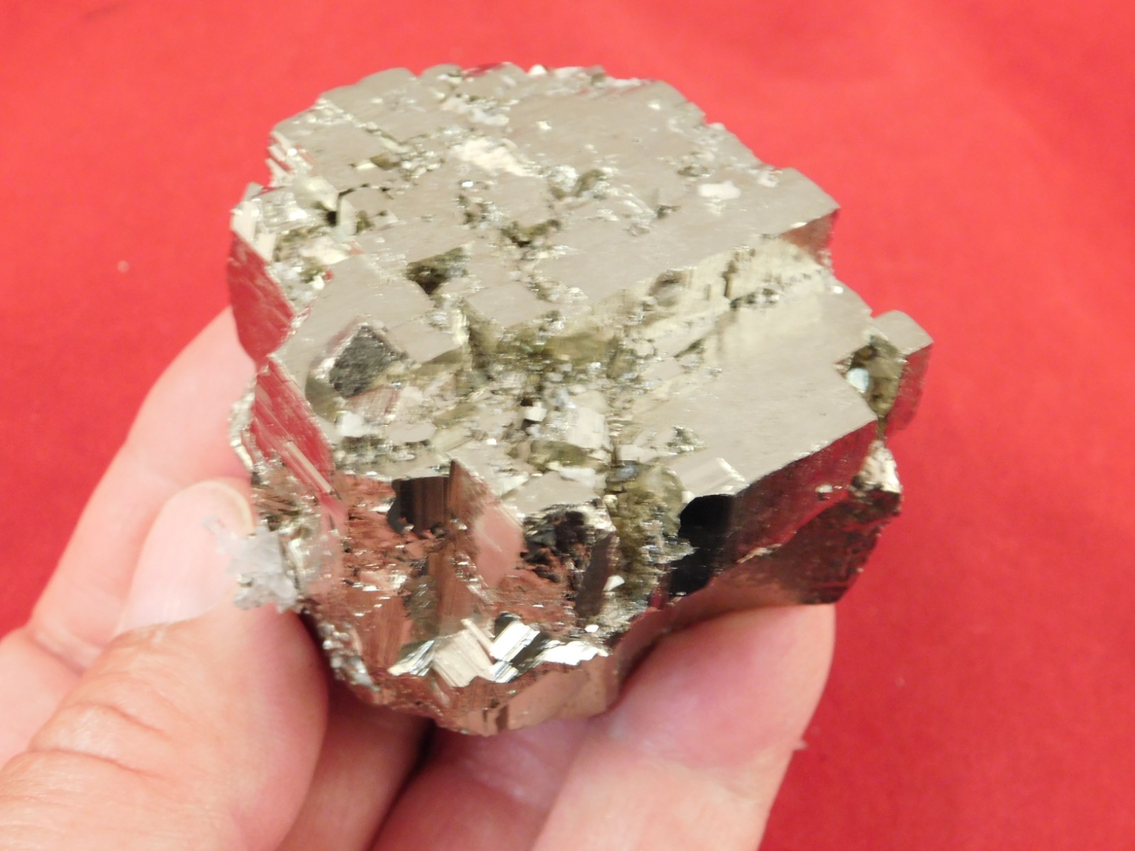 LARGER 100% Natural STEPPED PYRITE Crystal CUBE Cluster Huanzala Mine Peru 317gr