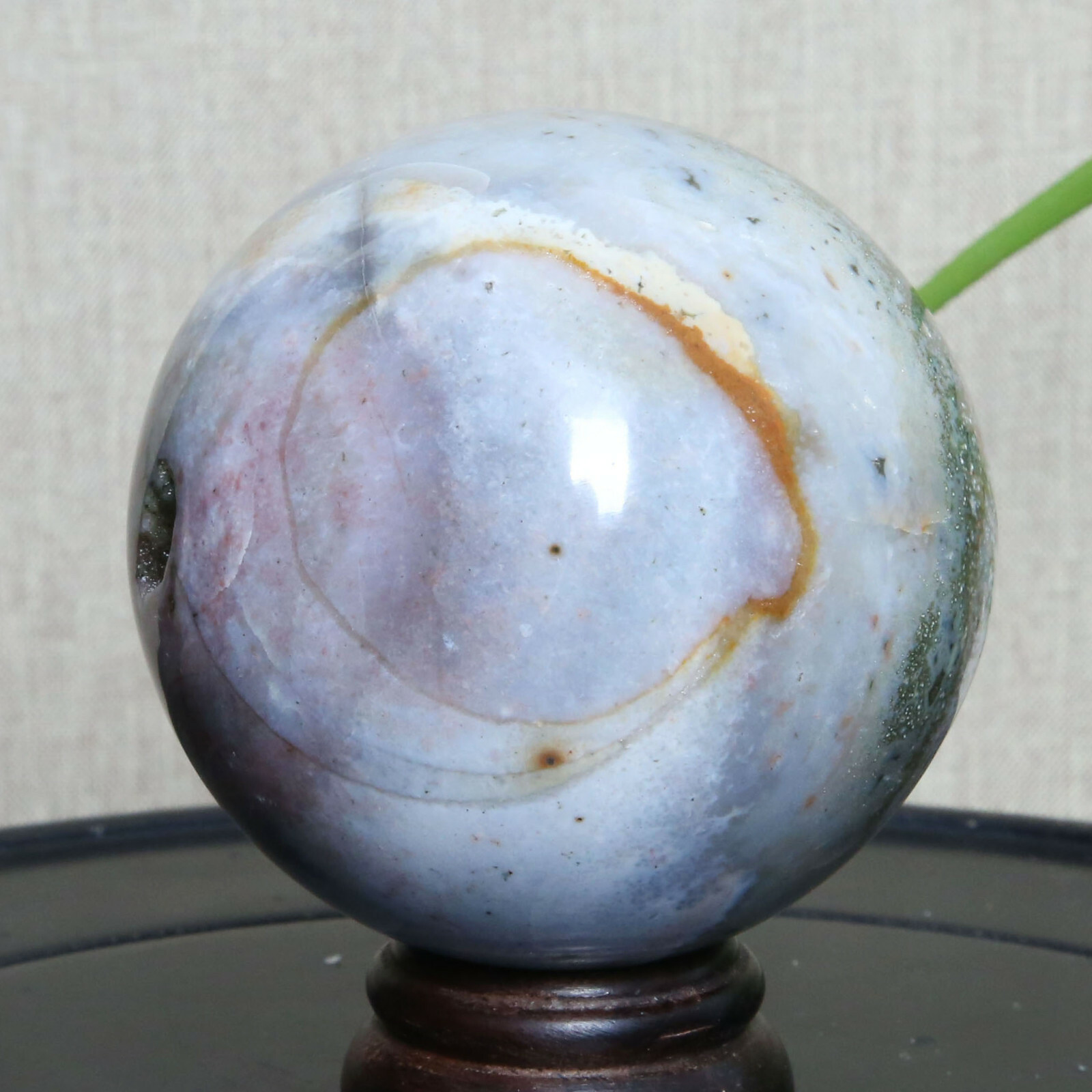 B3594-73mm-542g Amazing natural Ocean Jasper Orbicular Sphere Reiki Crystal Ball