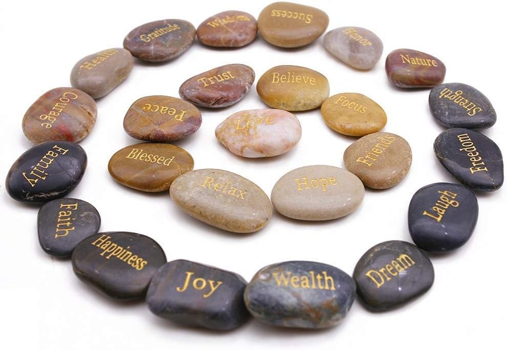 Variety Pack of 25 Inspirational Stones – Perfect Gifts for Motivation & Decor