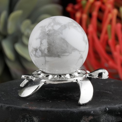 Silver Plated Alloy Turtle Sphere Stand Crystal Display Holder Spiritual Decor