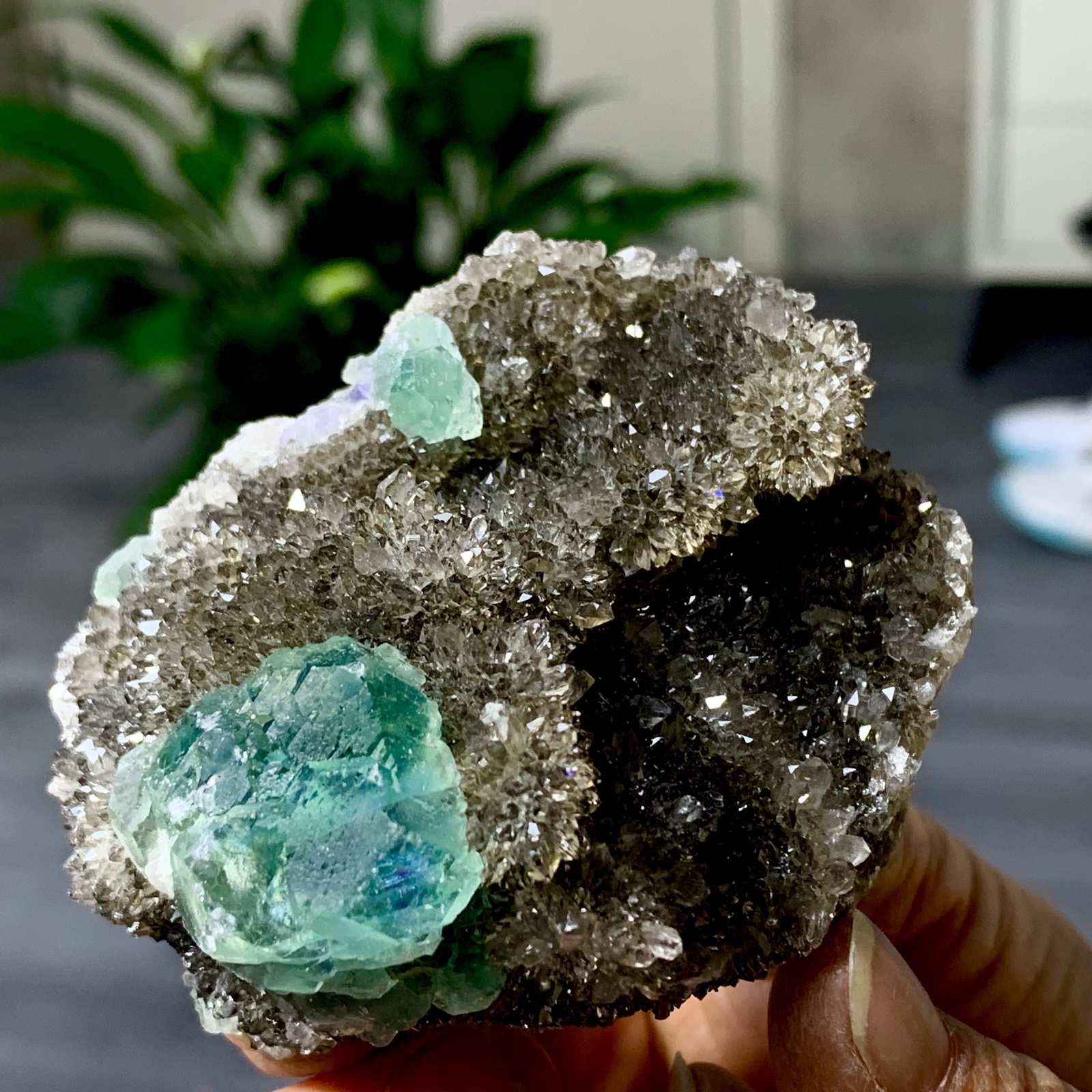 163G Rare Transparent blue-green Cube Fluorite Mineral Crystal Specimen/China