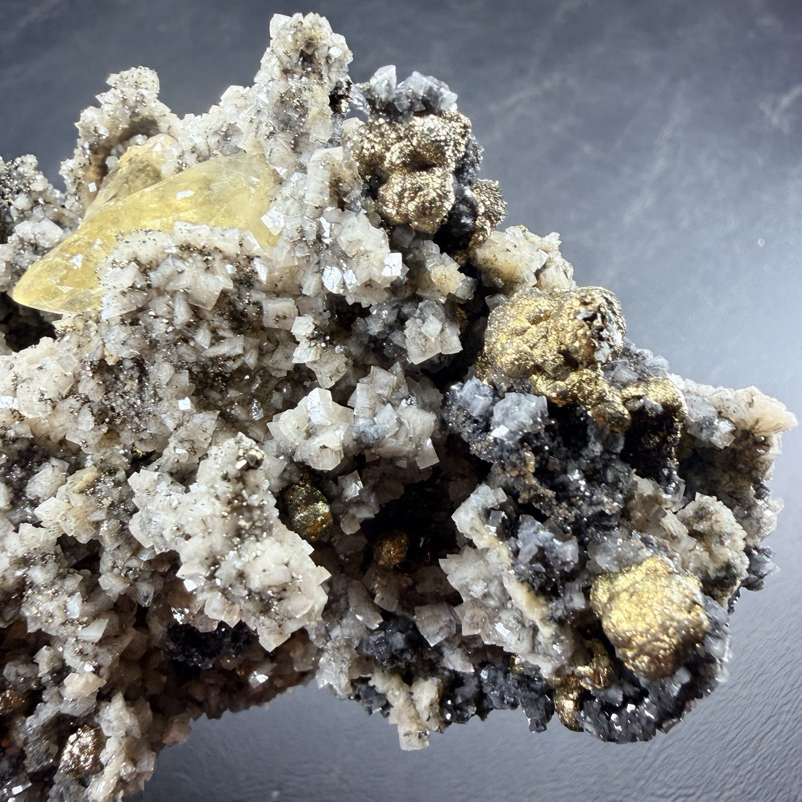 Calcite Botryoidal Chalcopyrite Dolomite Crystal Combo / Missouri *Video