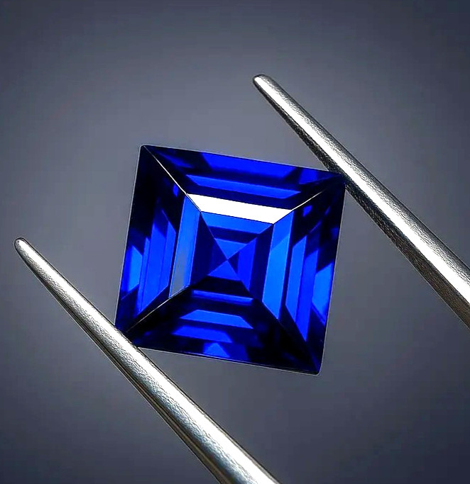 12 Ct Blue Sapphire Princess Cut Loose Gemstone Natural Square Cut Stone