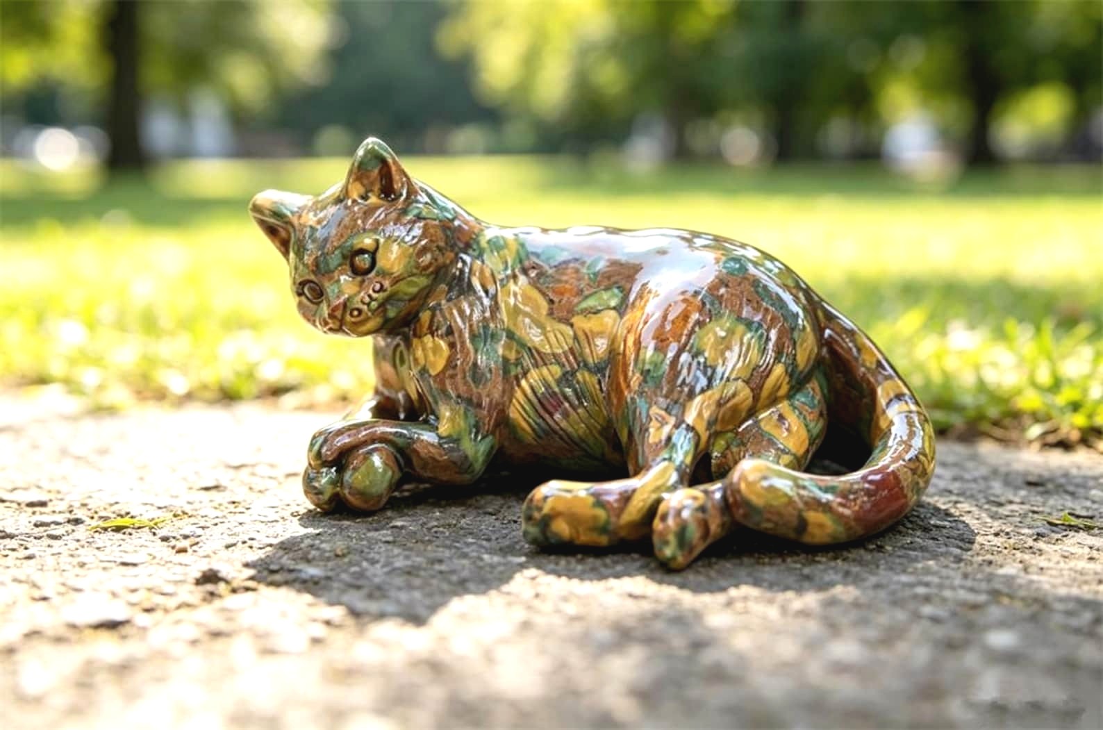 Azo stone Cat Figurine Gift for Cat Lovers, Natural Crystal Desktop Home Decor
