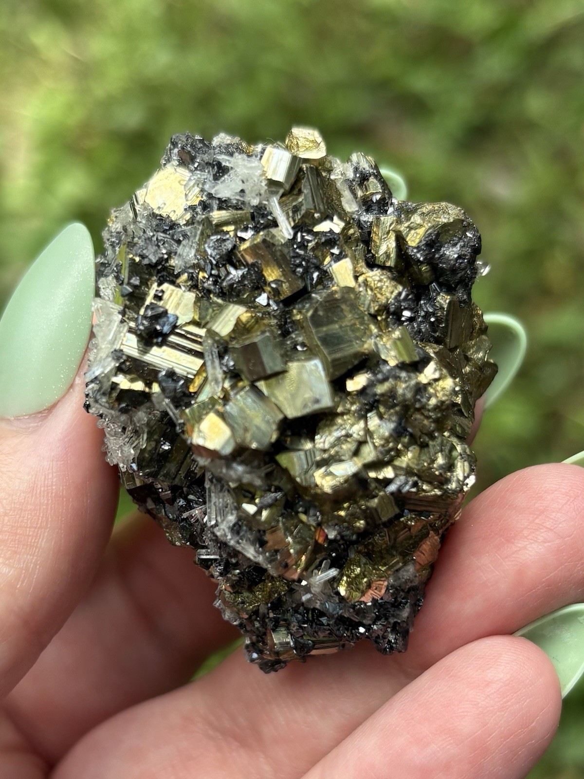 Natural Pyrite Cubes With Clear Quartz- Sparkly 1.8” Pyrite Sphalerite & Quartz