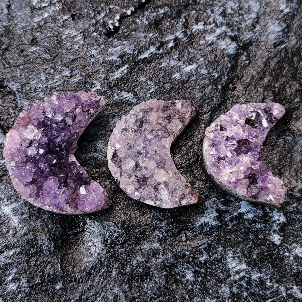 Amethyst Crystal Moons Crystal Cluster Mineral Specimen February Birthstone Gift