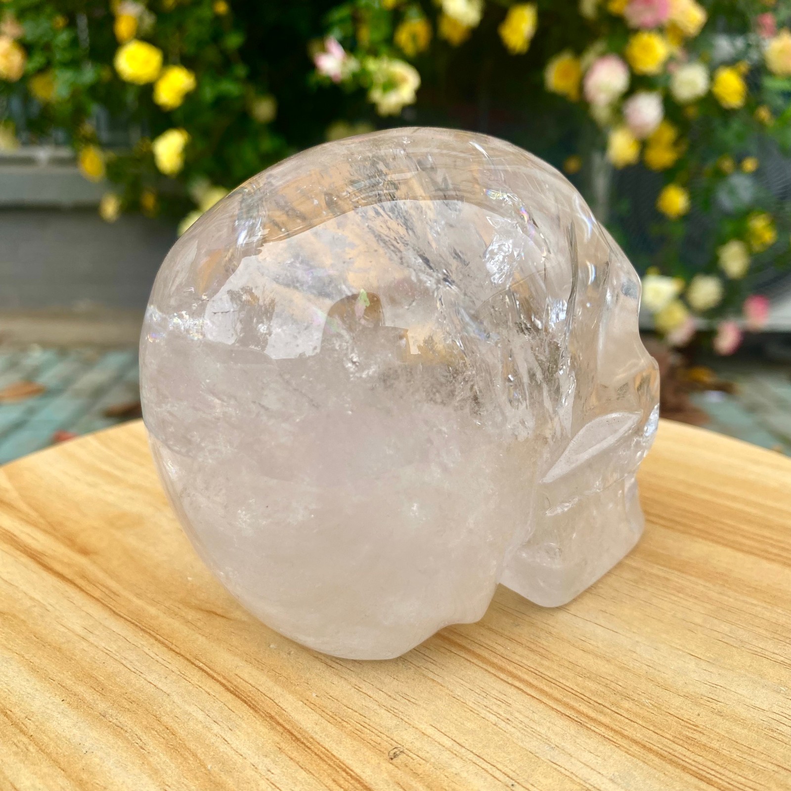 2.46LB TOP! White melting quartz hand carved crystal skull gem reiki healing
