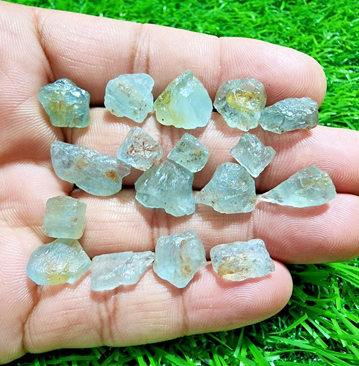 17 Pcs Lovely Blue Aquamarine Gemstone Rough Lot 8-16mm Aquamarine Raw Stones