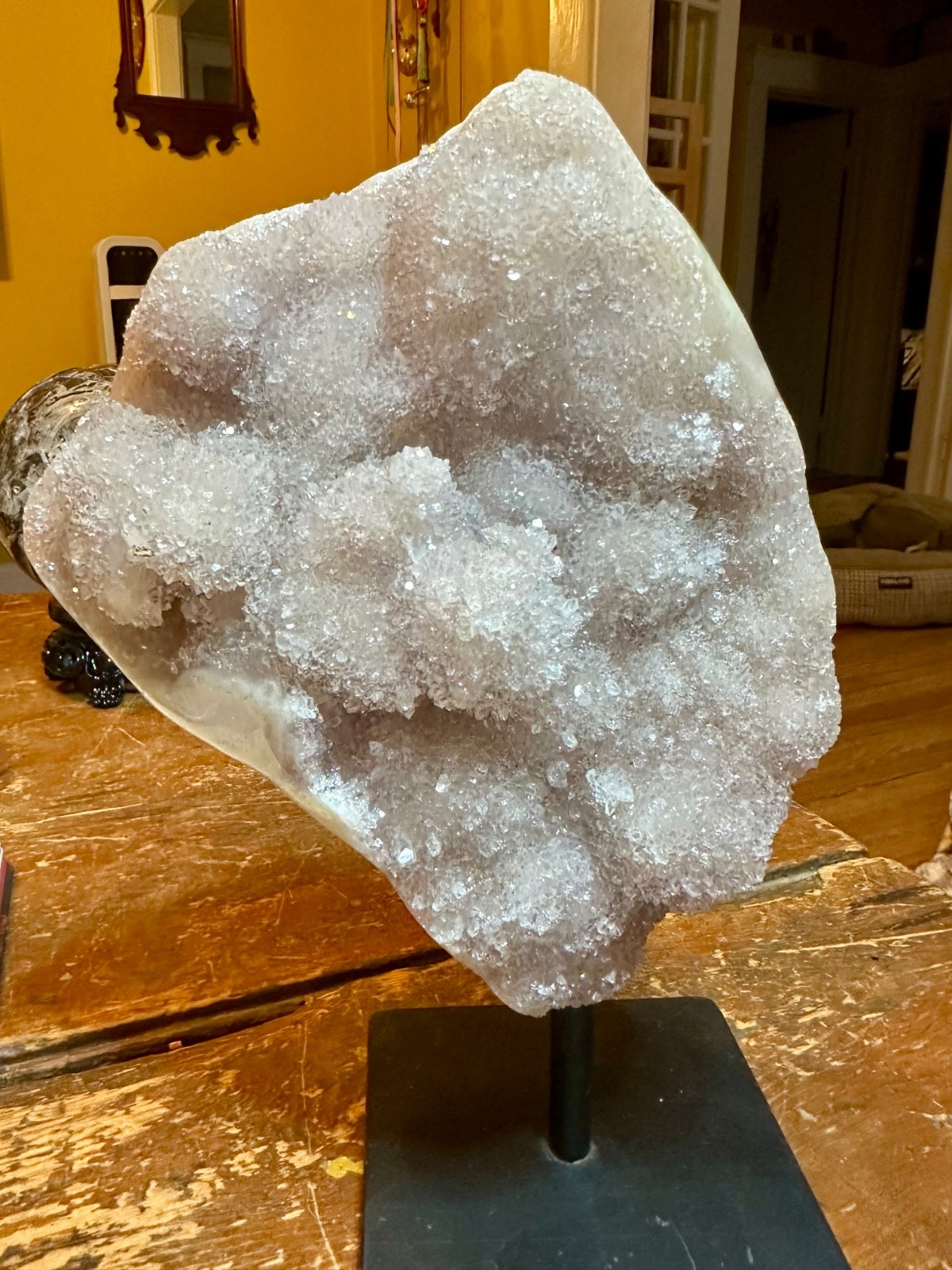 Large flashy light purple amethyst specimen on metal stand Free shipping