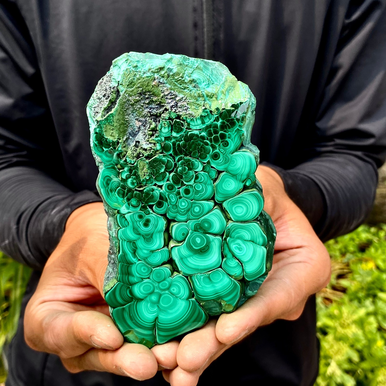 389G Natural malachite slice quartz crystal luster mineral specimen