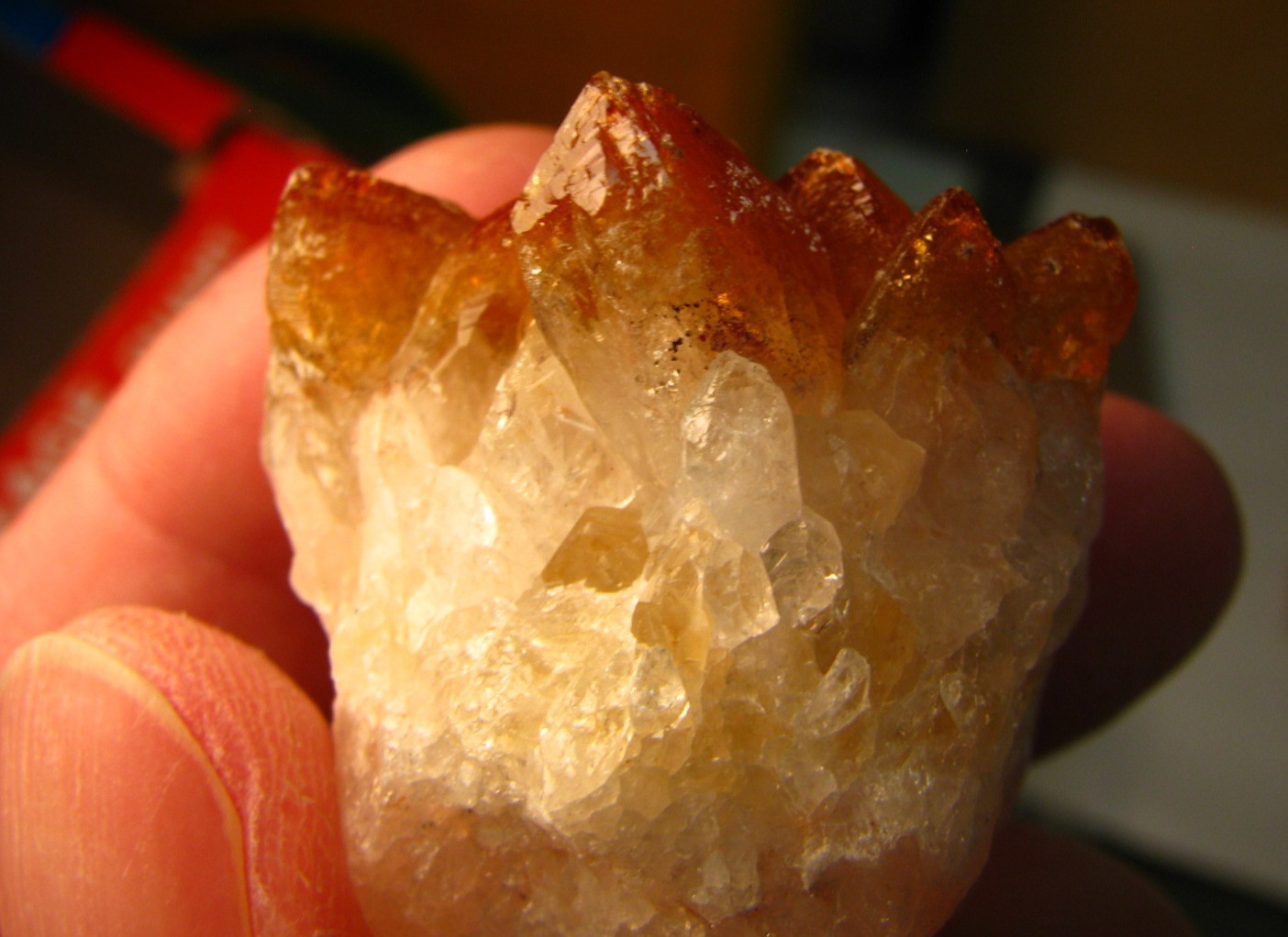 56g 1.8×1.3×1.4inch GOLDEN/YELLOW CITRINE CRYSTALS CLUSTER ON QUARTZ BRAZIL #049