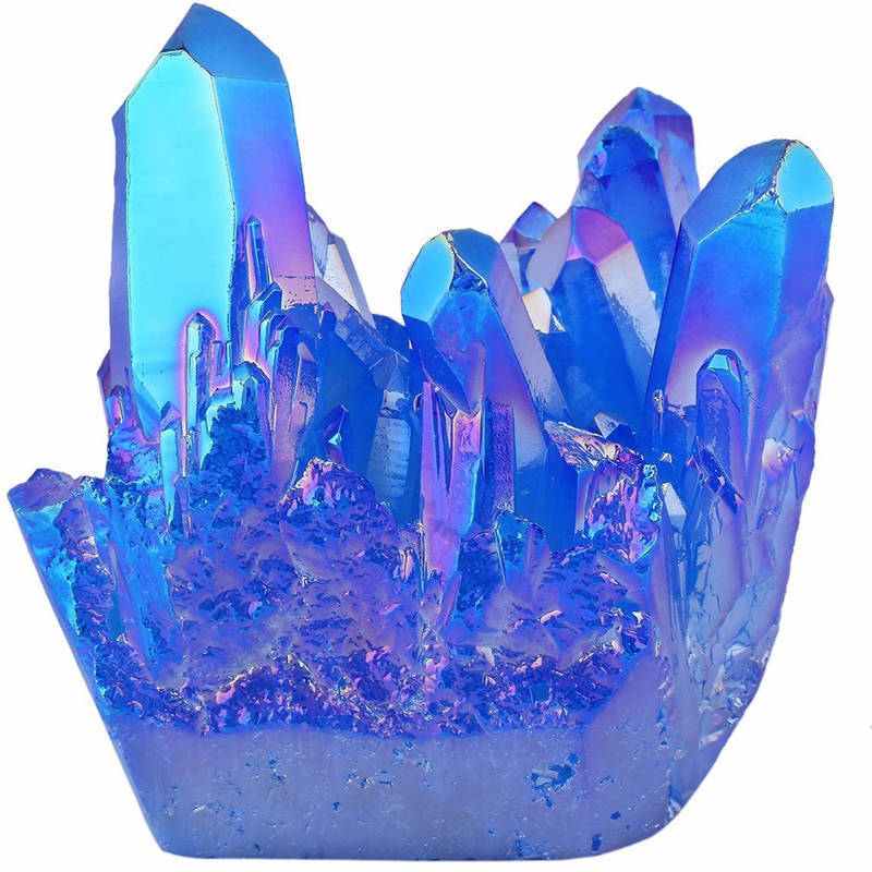 120g Natural Aura Blue Titanium Gemstone Druzy Quartz Crystal Cluster Healing US