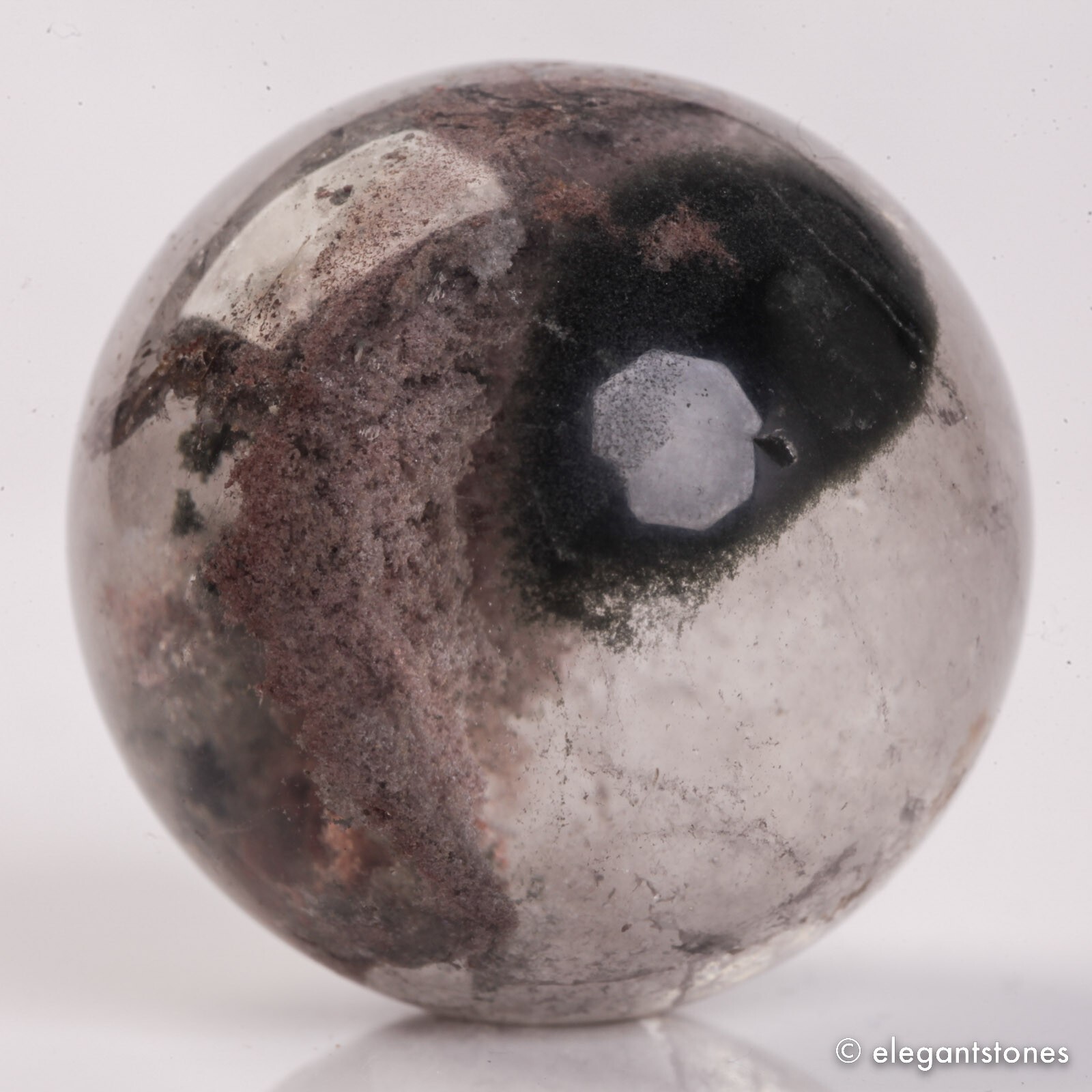47g32mm Natural Garden/Phantom/Ghost/Lodolite Quartz Crystal Sphere Healing Ball