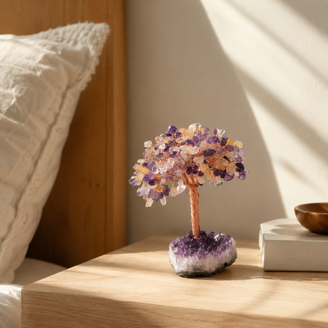 Natural Citrine Amethyst Crystal Tree Money Tree of Life Feng Shui Home Decor