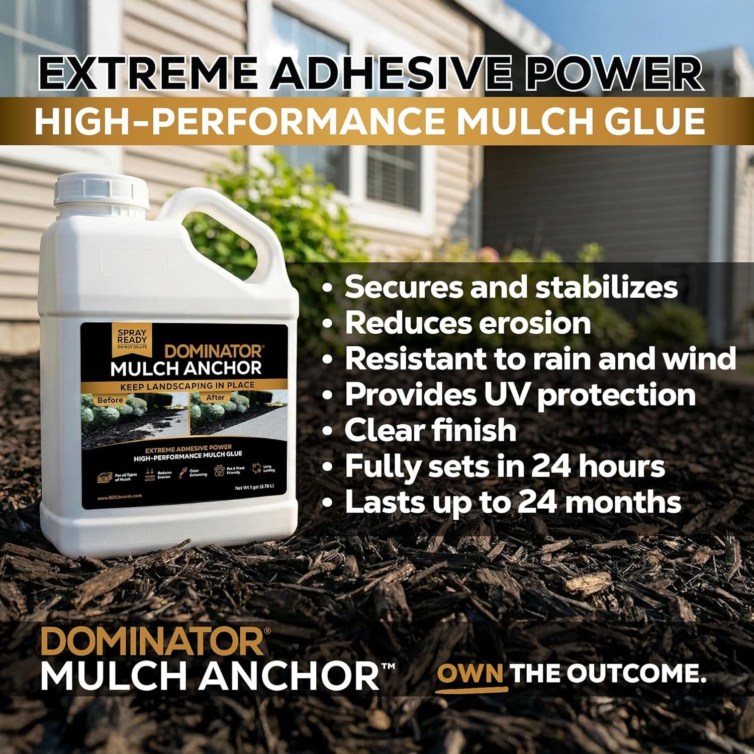Mulch Anchor 1 Gallon Mulch Glue & Gravel Binder Rock Glue Landscaping Pea