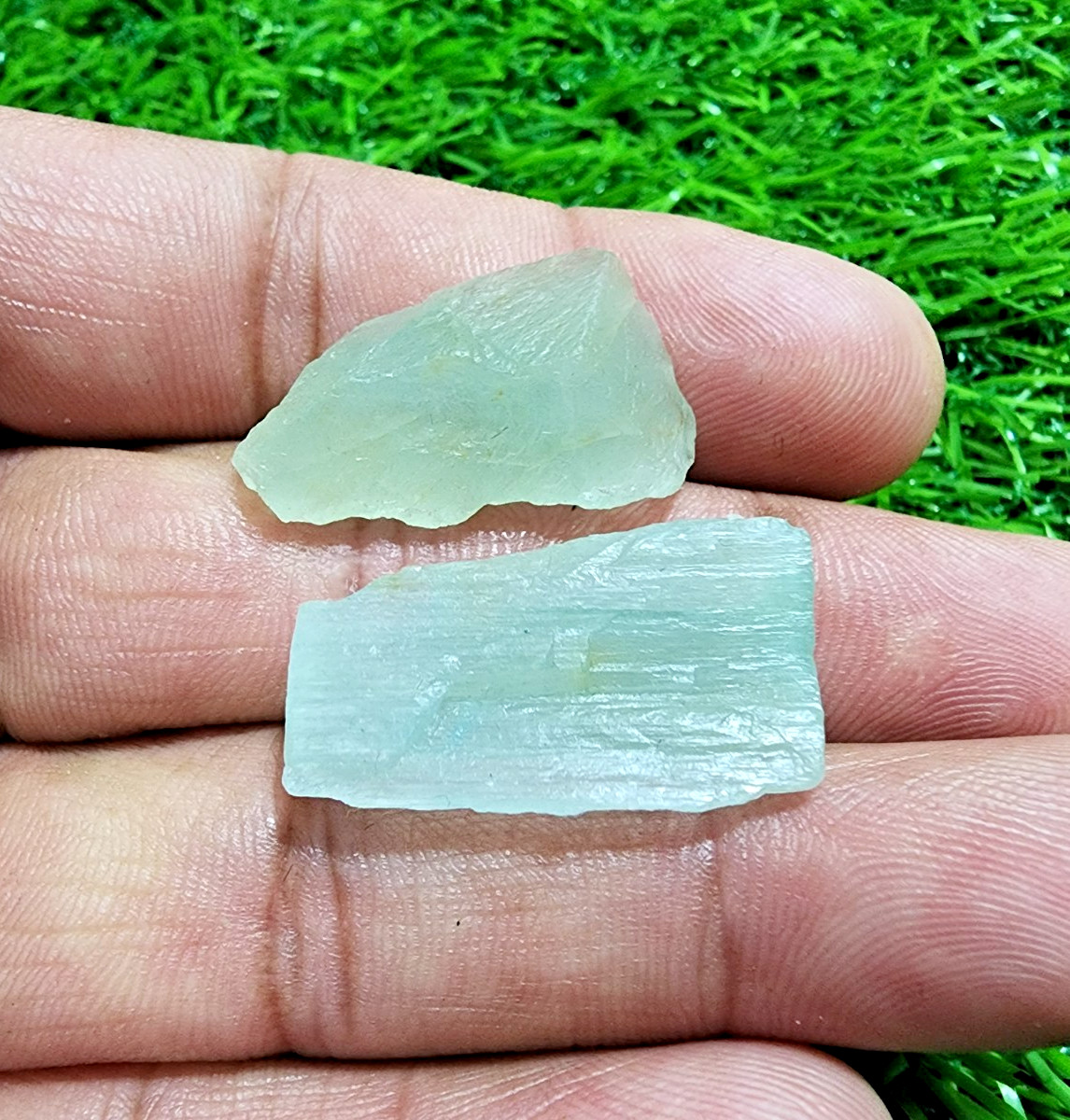 2 Pcs Rare Blue Aquamarine Gemstone Rough Lot 27-28mm Aquamarine Raw Stones