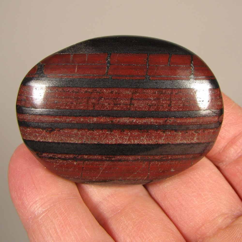 2.1″ Banded RED IRON JASPER Polished Palm Stone – India