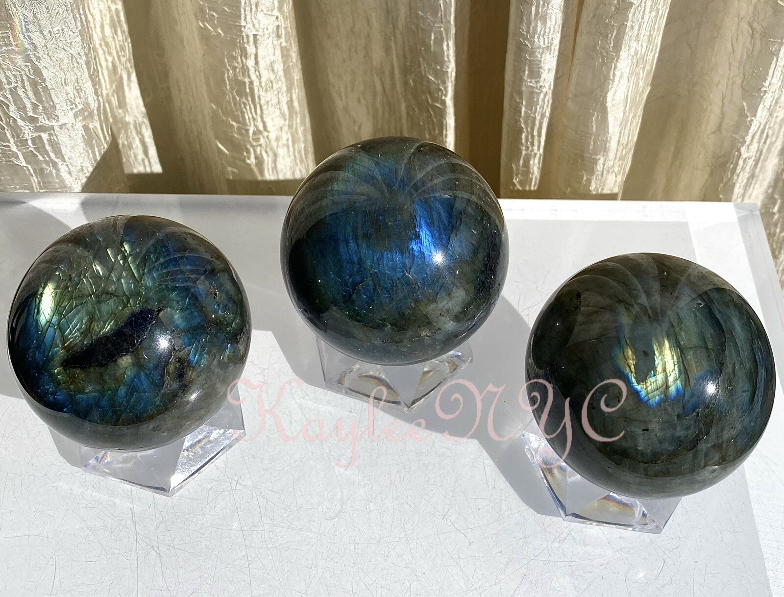 Wholesale Lot 3-5PCs Natural Labradorite Spheres Crystal Healing Energy 2.8-3lbs