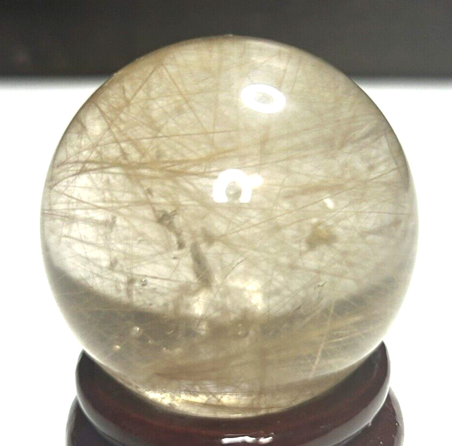 Clear Quartz Sphere With Gold Hair Rutile 106g/42.4mm