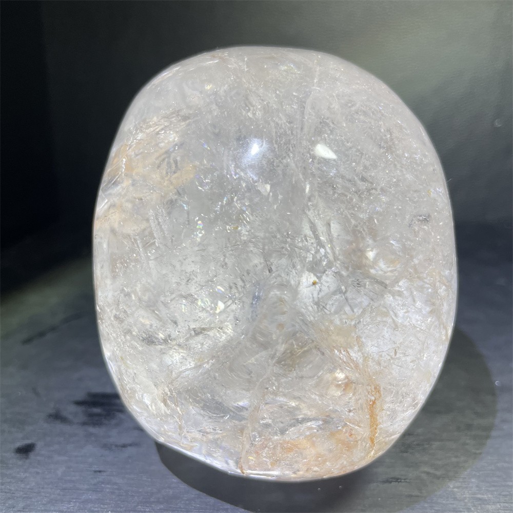 3.3LB 4.7″ RareA+ Natural Golden Healer Skull Carving Crystal Quartz Reiki Gift
