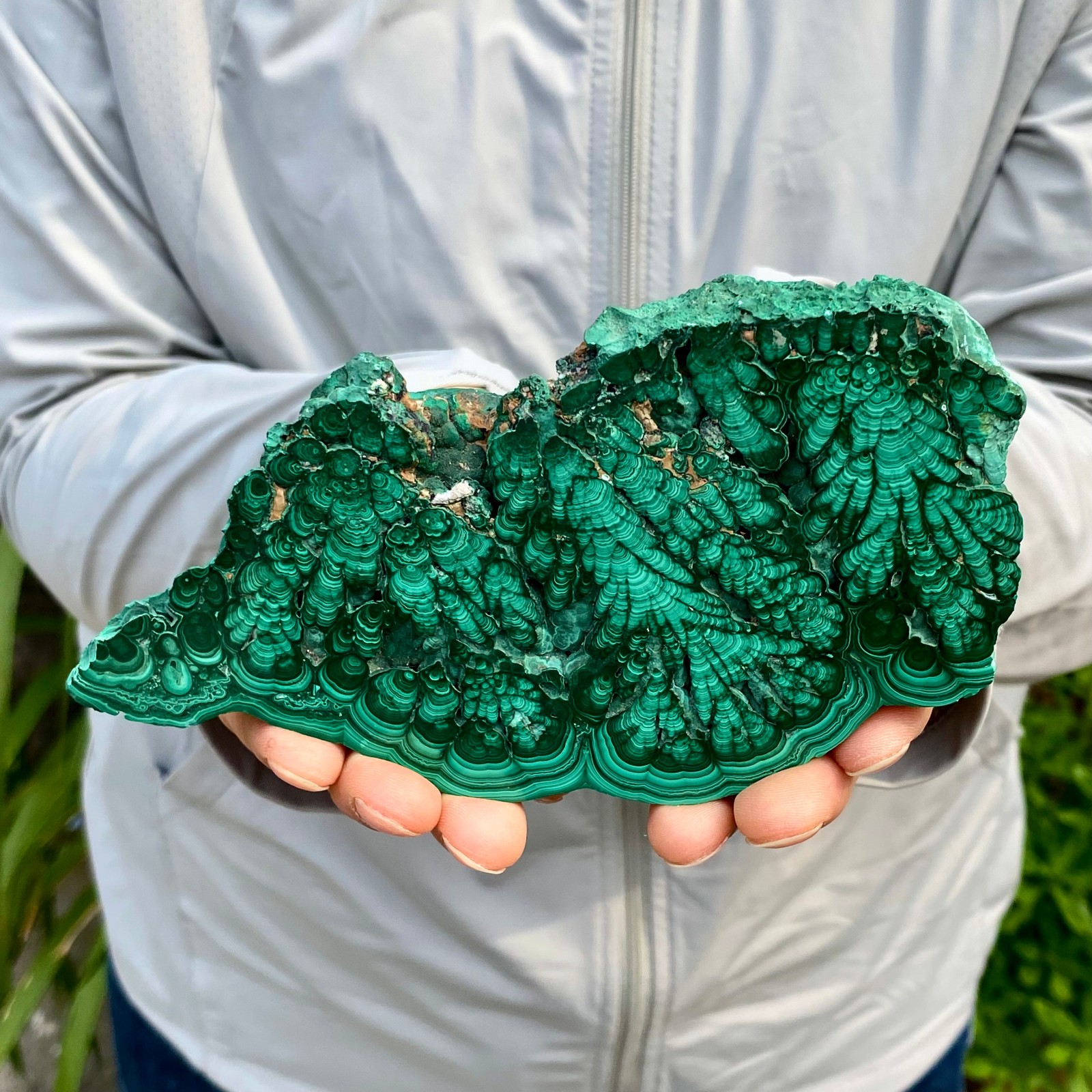 430G Natural malachite slice quartz crystal luster mineral specimen