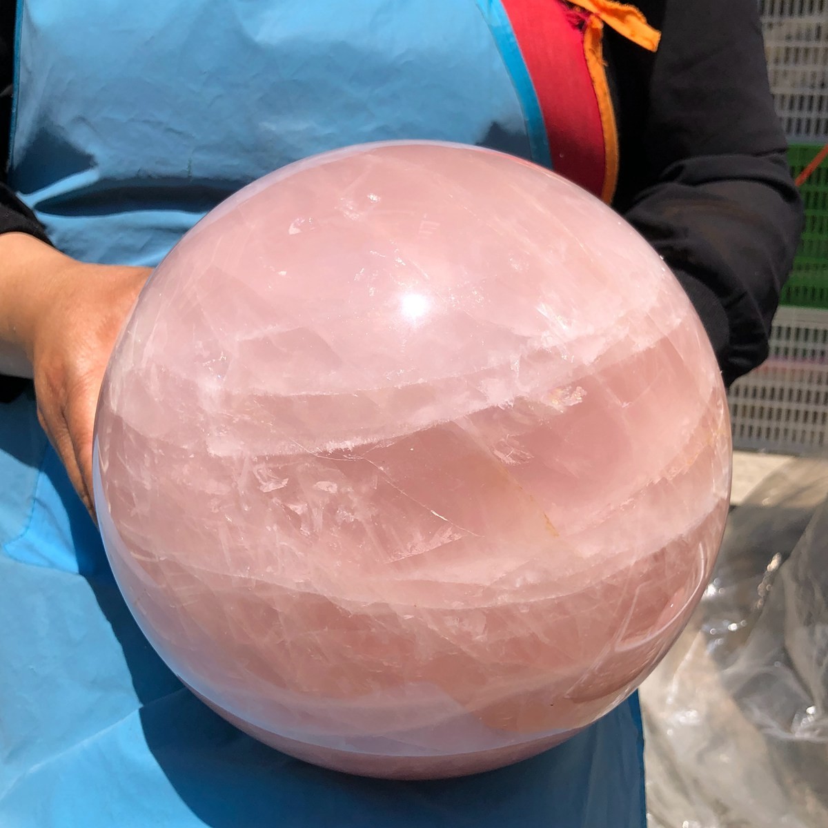 29.87LB Natura crystal Rose Quartz Sphere for Heart Chakra Balances Energy