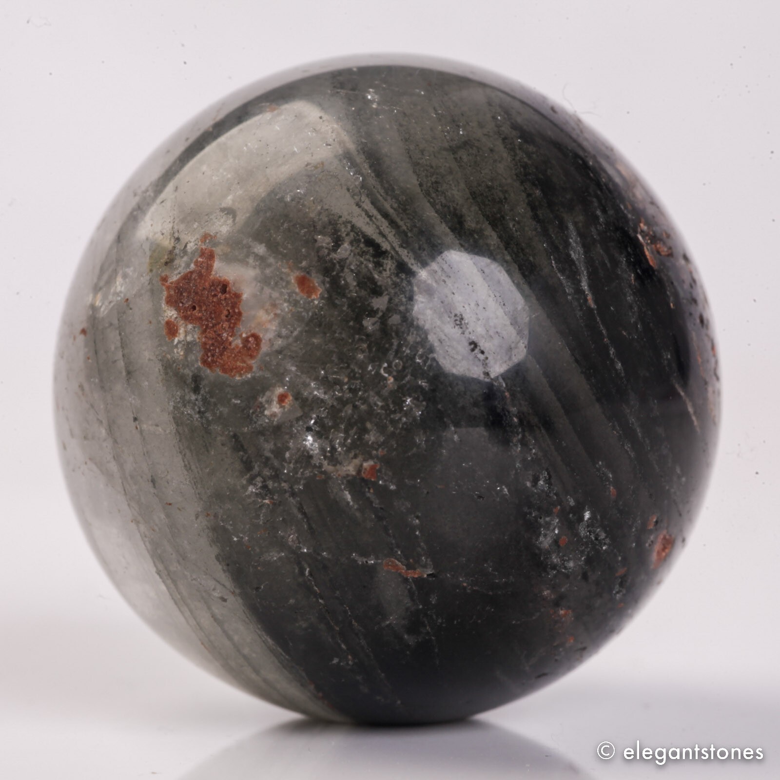 56g34mm Natural Garden/Phantom/Ghost/Lodolite Quartz Crystal Sphere Healing Ball
