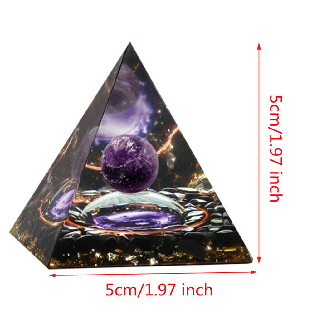 EMF Protection Orgonite Pyramid Amethyst Peridot Healing Crystal Energy Orgone