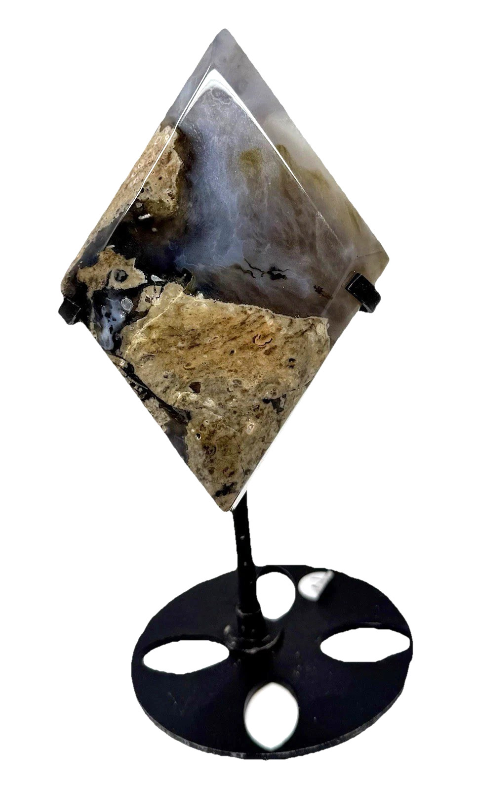 6” Volcano Agate Diamond UV Reactive With Stand